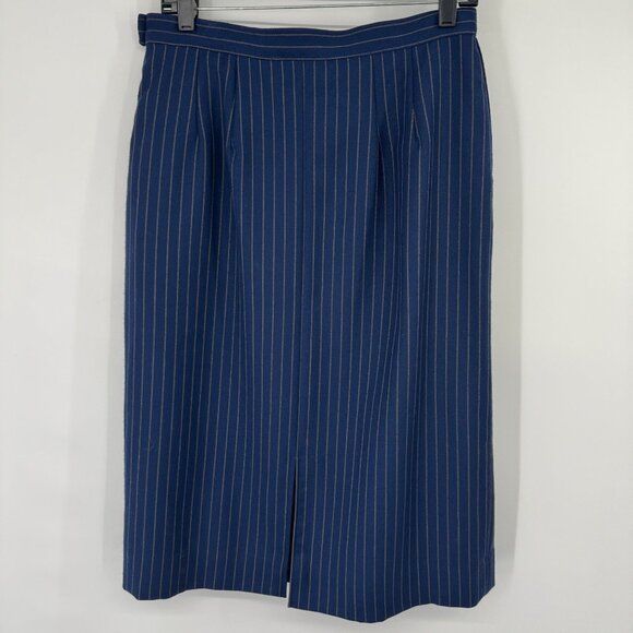 Pendleton Womens Wool Navy Blue Pinstripe Skirt Size 14 Made In USA - Picture 8 of 12